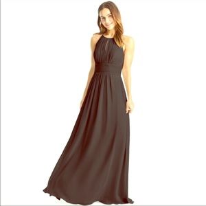 Azazie Bonnie Black Chiffon Floor Length Gown